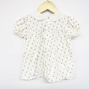  Celine race circle collar small floral print short sleeves blouse cut and sewn for girl 90 size white pink baby child clothes CELINE