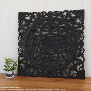 Art hand Auction Relief 60cm x 60cm Square [2] DB Art Panel Wood Relief Wood Carving Carved Art Transom Wall Hanging Decoration Wall Decoration Panel, Handmade items, interior, miscellaneous goods, panel, Tapestry