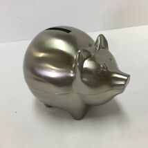 【中古 送料込】豚 貯金箱 シルバー (約)40cm×(約)10cm×(約)4.5cm 素材不明◆D6833_画像3