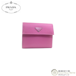 プラダ （PRADA） ナイロン テスート サフィアーノ トライアングルロゴ 三つ折り 財布 M170 BEGONIA（未使用品）中古