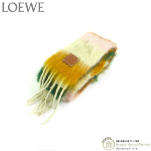  Loewe (LOEWE) шерсть mo волосы полоса шарф длинный muffler F897914X01 orange × желтый ( б/у )