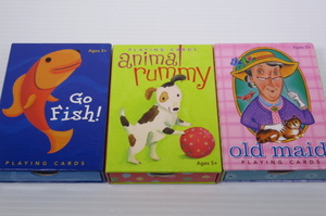 eeBoo Playing Cards 3セット Old Maid Playing Cards/Go Fish Playing Cards/Animal Rummy 英語