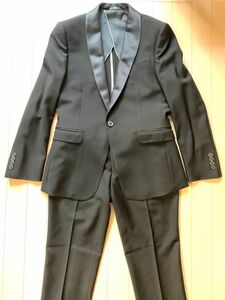 【新品】SUITSELECTスーツセレクト◆タキシード　セットアップ◆ブラック黒◆90A4(やや細身Sサイズ)◆サテンショール