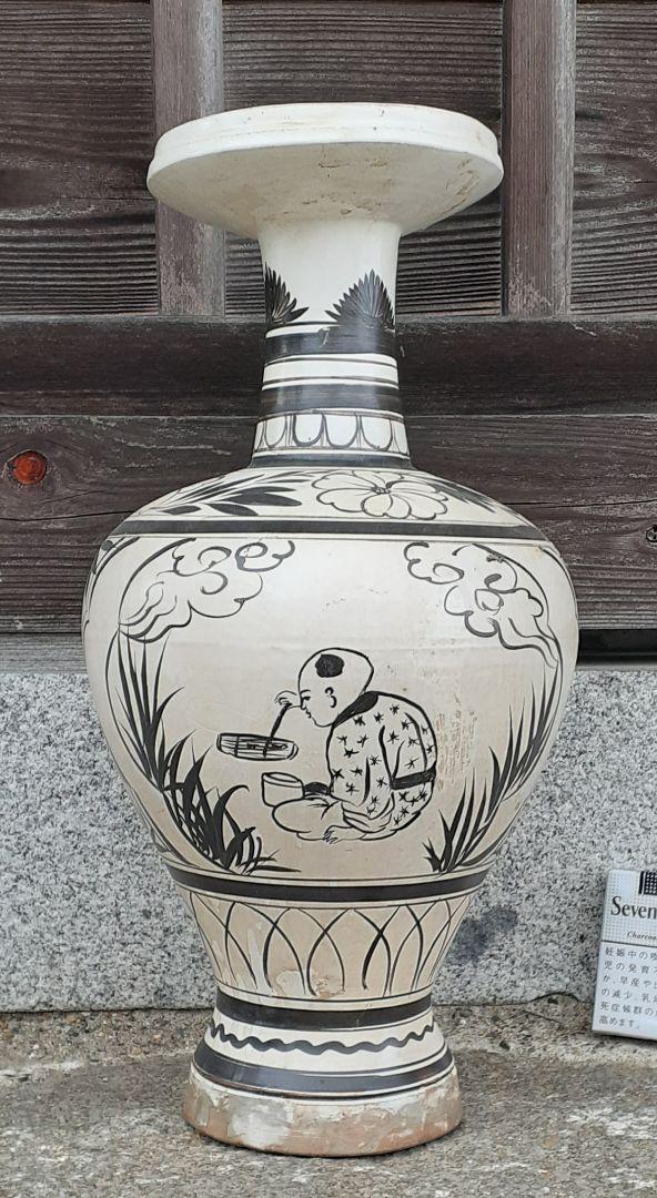本物保証】中国古玩 明朝 ~ 磁州窯 白釉 鉄絵花図茶碗 アンティーク