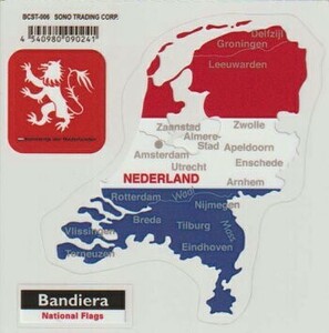 送料込 Bandiera (バンディエラ) クリアステッカー NETHERLAND 14078 オランダ HOLLAND Nederland シール 地図 国旗 雑貨 グッズ