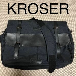 KROSER ビジネスバッグ メンズ レディース 大容量 出張 営業 ビジネス 通勤 通学 撥水 鞄 ショルダーバッグ 黒 新品