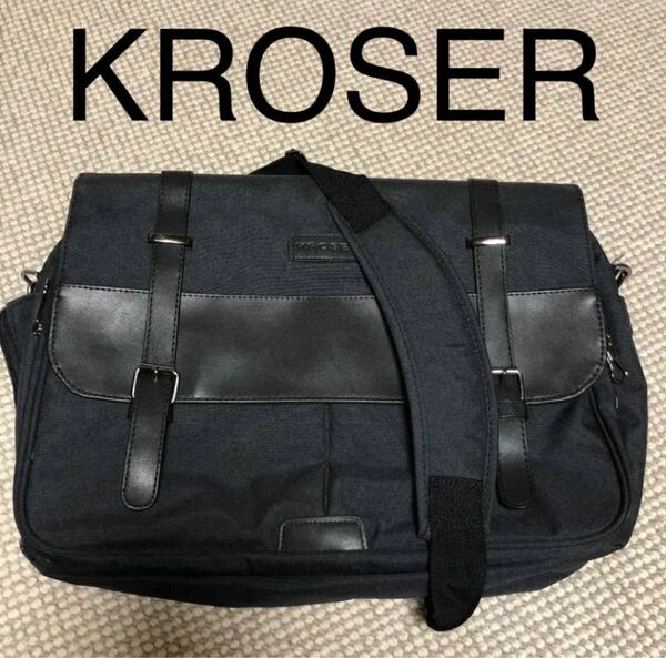 KROSER ビジネスバッグ メンズ レディース 大容量 出張 営業 ビジネス 通勤 通学 撥水 鞄 ショルダーバッグ 黒 新品