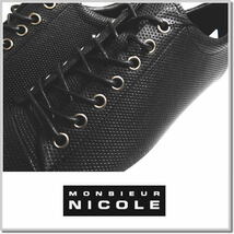 ムッシュニコル MONSIEUR NICOLE ジオメトリック レザースニーカー 3862-7002-49(BLACK)-26.5㎝ 革靴 シューズ_画像4