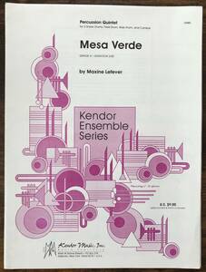送料無料 打楽器5重奏楽譜 レフィーヴァー：メサ・ヴェルデ 試聴可 2S.D/F.D/B.D/Cymb パーカッション五重奏
