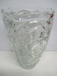 C437/ガラス フラワーベース 花瓶 W19×30cm