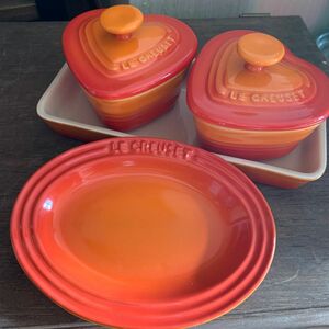 ル・クルーゼ ラムカンダムール　ラウンドプレート　未使用セット LE CREUSET ルクルーゼ　オレンジ