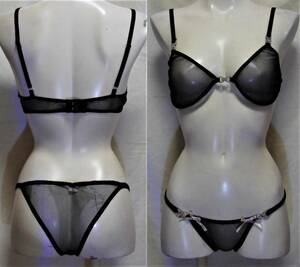 [ unused ( storage goods )] bra & full back shorts [ front stop etc.. pearl Stone. hook ] ( size :Free)... see-through race 