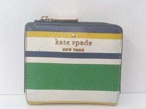 katespade ケイトスペード 財布 wvr00429 二つ折り ボーダー 小銭入れ パスケース 汚れ有り マルチカラー レディース 1210000004376