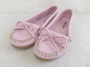 minnetonka Minnetonka moccasin flat shoes leather ribbon fringe 23cm Pink Lady -s1208000003741