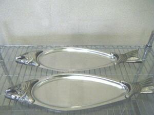 2720* made of stainless steel * salmon plate 2 pieces set W635 salmon shape plate Tochigi Utsunomiya used business use kitchen equipment 