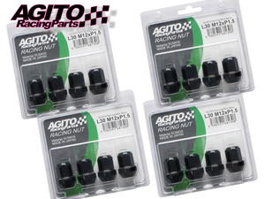 【16本】AGITO レーシングナット L30 17HEX M12xP1.5 クロモリ製 全長30mm 60°テーパー座 貫通ショートタイプ/トヨタ マツダ ホンダ