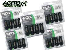 【20本】AGITO レーシングナット L48 17HEX M12xP1.25 クロモリ製 全長48mm 60°テーパー座 貫通タイプ/スバル レヴォーグ レガシィ_画像1