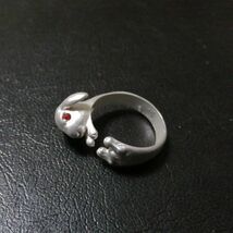 オープンリング 指輪 ウサギ ラビット 白 ホワイト レディース 韓国 可愛い 動物 アニマル 干支 十二支 調整可能 フリーサイズ #C1630-6_画像4