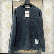 逸品EU製＆定価5万◆UABONI*Paris*セーター*ユアボニ*パリ発◆カシミヤ100％ 裏起毛 暖か 保温 高級刺繍 シンプル プルオーバー 2XL/52_画像1