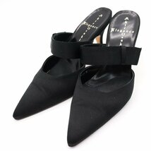 アキラオーサキ エレガンス ミュール ポインテッドトゥ 日本製 ヒールサンダル 靴 黒 レディース 22cmサイズ ブラック AKIRA OSAKI_画像1