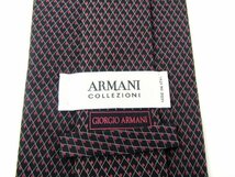 アルマーニコレッツォーニ ネクタイ 総柄 格子柄 高級 シルク イタリア生地 メンズ ブラック ARMANI COLLEZIONI_画像3