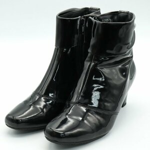 piti rain boots short boots enamel rain shoes 2E black lady's 23.5cm size black Pitti