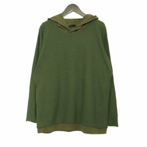 DEVOA 21AW Layerd hoody cotton knit サイズ1 オリーブ NTS-LVP デヴォア レイヤードコットンニットパーカー