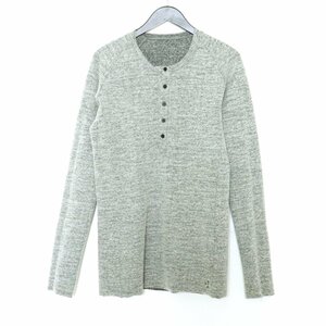 IERIB HENLEY NECK LONG SLEEVES ヘンリーネック ウールニット グレー サイズ3 イエリブ