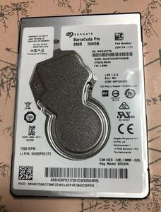 SEAGATE【HDD】2.5インチSATA BarraCuda Pro SMR 500GB 7mm 7200RPM ST500LM034 ノート用動作品 累積使用17時間