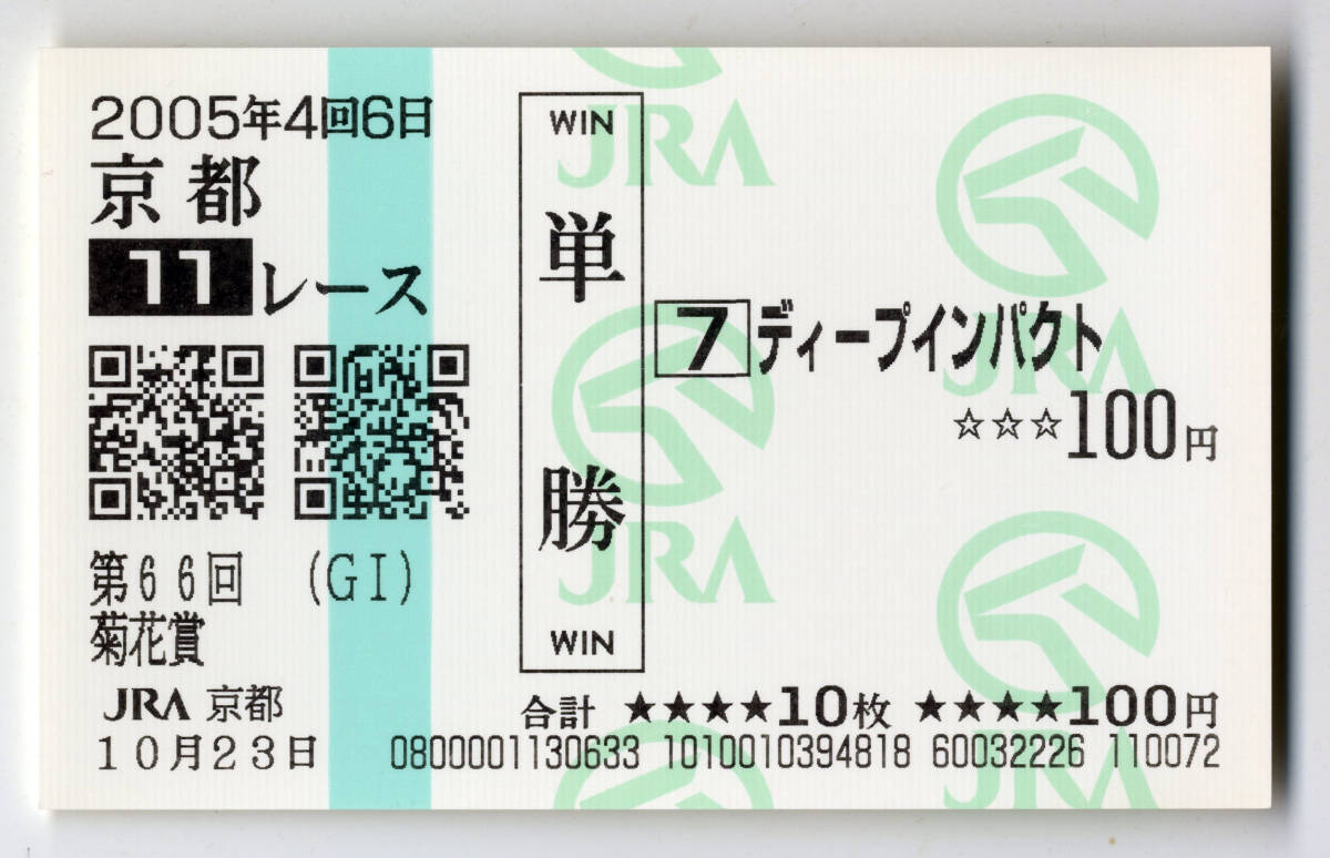ヤフオク! -ディープインパクト 馬券の中古品・新品・未使用品一覧