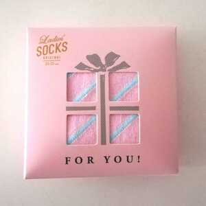 レディースソックスオリジナル ladies socks original ギフト ピンク箱入り靴下　贈り物プレゼント プチギフトボックス　ラッピング未使用