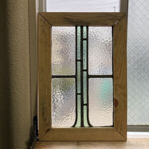 8s-1041 アンティークステンドグラス 格子柄/上下使い可 1920年代英国製/イギリス製