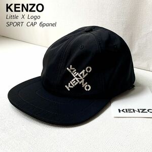 新品 KENZO ケンゾー Little X SPORT CAP 6panelロゴ キャップ ベースボールキャップ 帽子 メンズ 黒 ブラック 収納袋付 送料無料