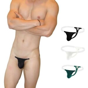  anonymity shipping free shipping men's underwear men's T-back ero pants ero underwear cord transparent rubber ultimate small T-back G -stroke ring sexy ultimate small TK0001 white 3L