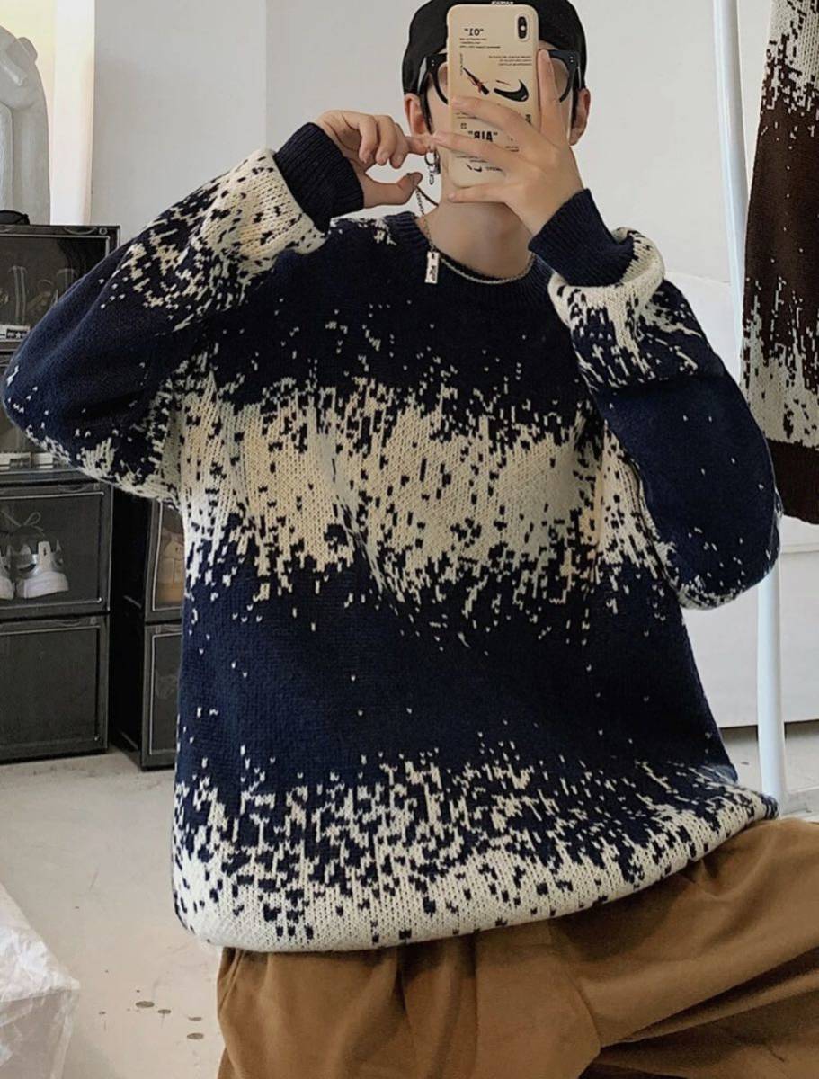 オックスフォードブルー amachi. アマチ 22SS 日本製 Water Depth Knit