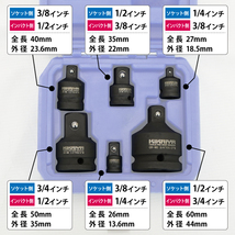 インパクトソケットアダプター 6個セット ソケットアダプター 変換アダプター 差込角変換ソケット ケース付 KIKAIYA_画像4