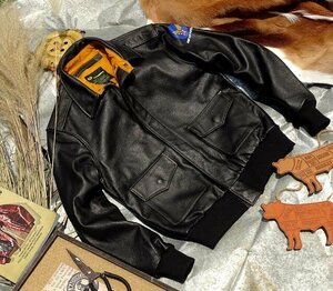 フライトジャケット レザージャケット カウハイド 牛革 ライダースジャケット 本革 革ジャン メンズ A-2 3色 S～4XL　黒袖バッチあり