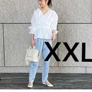 GU 大きいサイズ　カシュクール　キャンディースリーブブラウス　XXL 未使用　タグ付き　3L ホワイト　長袖