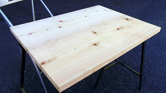 R オリジナル ヒノキ材 リフティングテーブルサイドテーブル