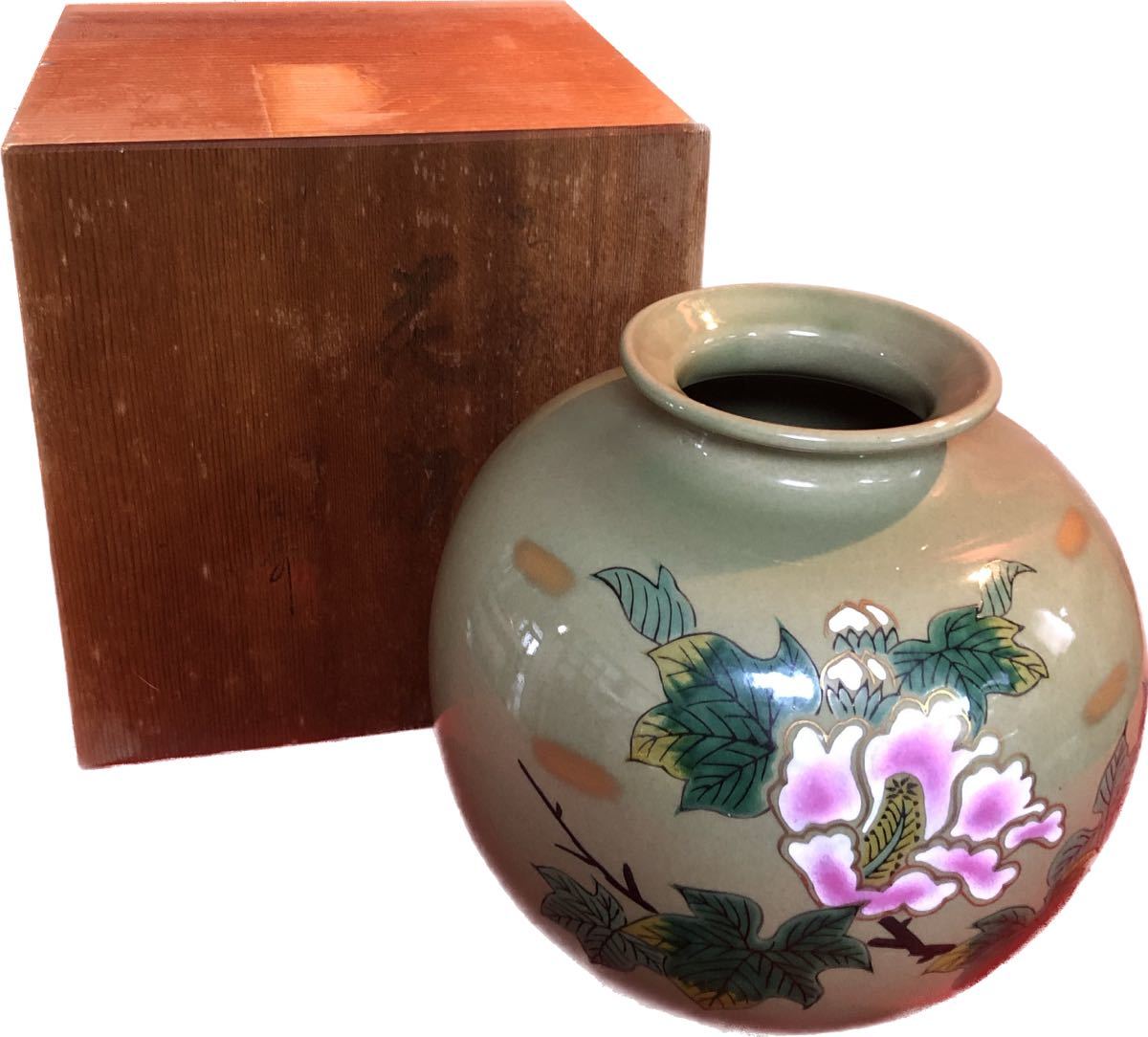  Япония керамика Kutani ваза цветок входить ваза для цветов 