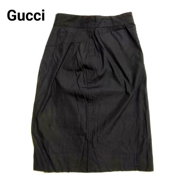 【良品】グッチ（Gucci）シンプルシルクスカート