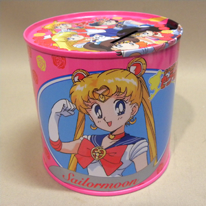 [ unused new goods ]1990 period that time thing se squid Note Pretty Soldier Sailor Moon S.... can ( former times Vintage stationery stationery savings box tin plate can )