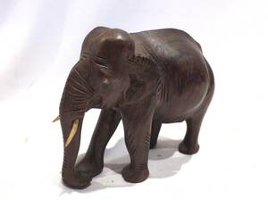 ■8374■象 置物 ゾウ 生き物 木彫り 彫刻 木製 エスニック