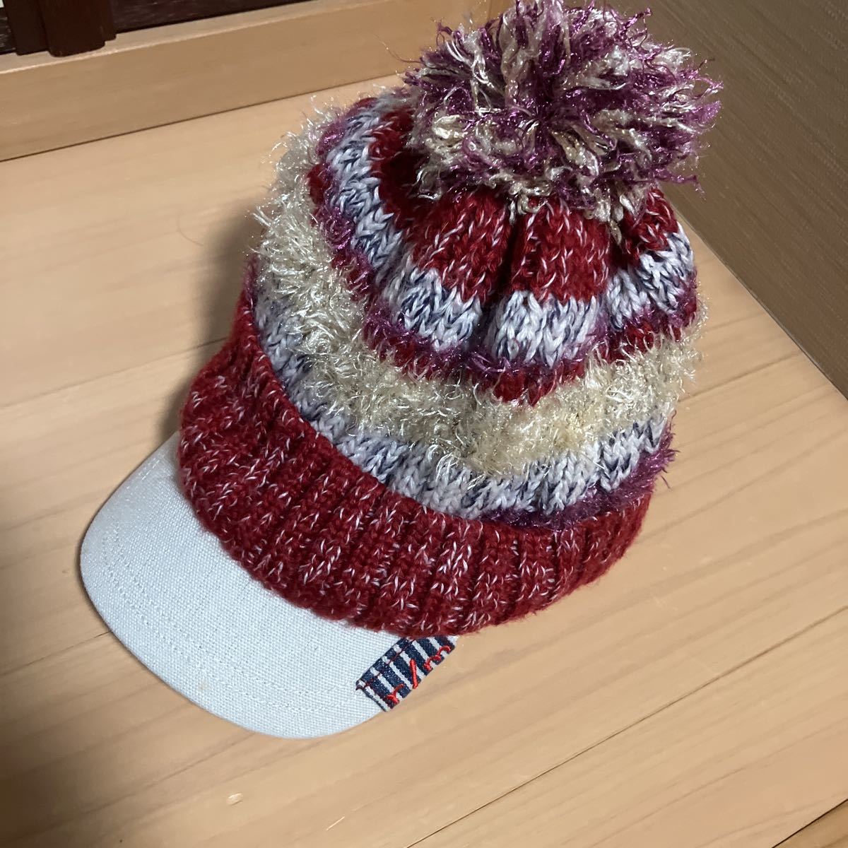 ★中古　古着　子供用　キッズ　ニット帽　スキー　スノボ　48cm帽子 ニットキャ