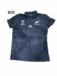 adidas アディダス オールブラックス ワールドカップ2019 半袖 ハーフボタン Tシャツ Lサイズ ラグビー ユニフォーム スポーツ No.601