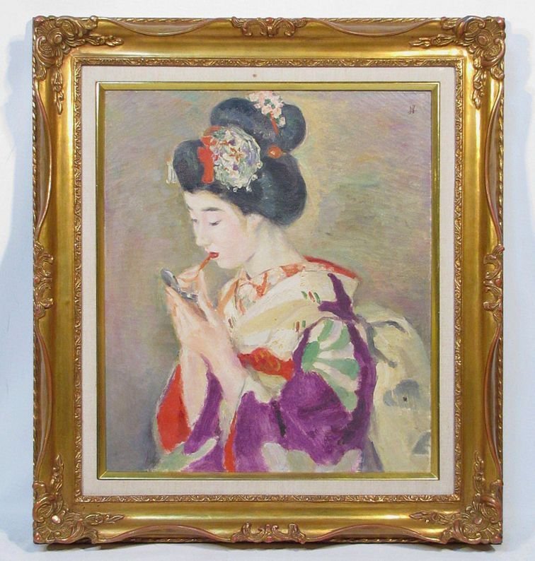 格安オンラインストア 黒田悦子 「舞妓」 油彩F20号 画面左下に落款