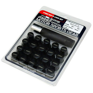 RAYS Rays lock & nut set M12×P1.5 black (5H for 20ps.@) 17HEX nut 16 piece + lock nut 4 piece, adaptor 