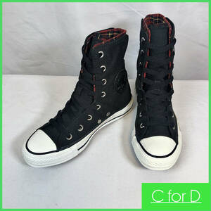 人気★CONVERSE★23.5㎝ ハイカットスニーカー コンバース オールスター Wパンク SHIN-HI ブラック 黒レディース 赤 8ホールシューズ S423