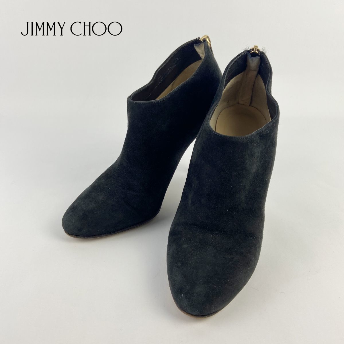アイボリー×レッド 未使用 ジミーチュウ メッシュ ブーティ ブラック