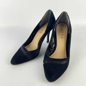  beautiful goods MEDAmeda23.0 pumps heel almond tu suede original leather lame black black /ZB162